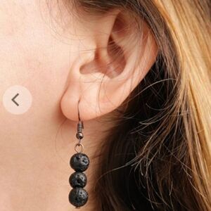 🔴‎ Vitality diffuser earrings lava stone 3 beads